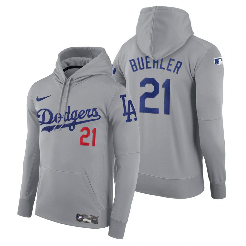 Men Los Angeles Dodgers #21 Buehler gray road hoodie 2021 MLB Nike Jerseys->los angeles dodgers->MLB Jersey